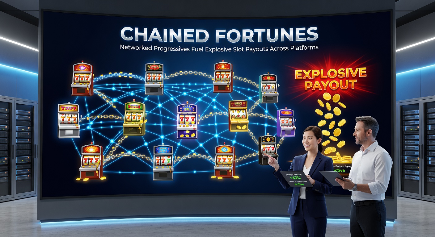 Schermafbeelding van een chained progressive slot met een jackpotmeter die richting €10 miljoen klimt, omringd door Nederlandse casino logos