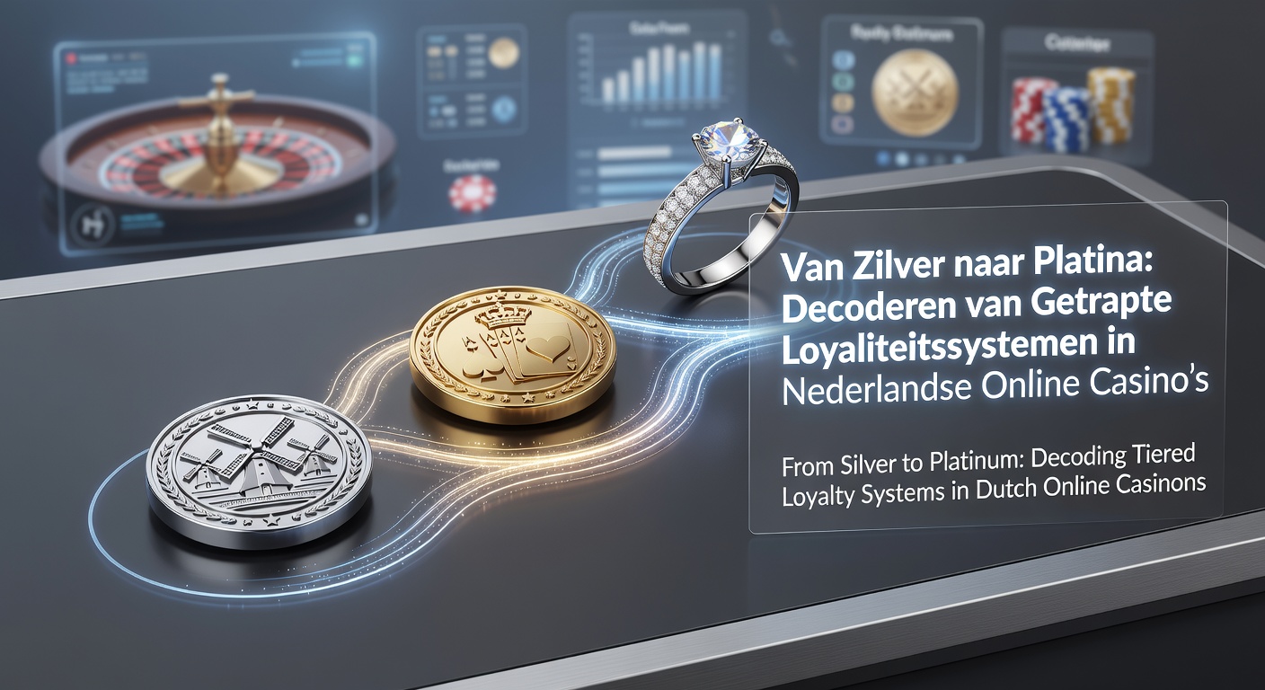 Grafische weergave van een loyaliteitsladder met tiers van zilver tot platina in een online casino-omgeving, inclusief punten en beloningen