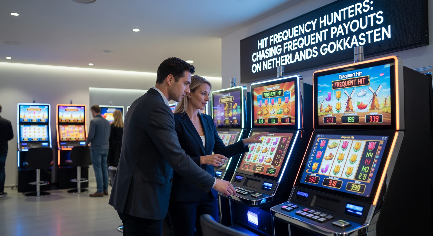 Grafiek met hit frequency percentages van populaire Nederlandse gokkasten, tonen pieken bij games zoals Starburst en Gonzo's Quest