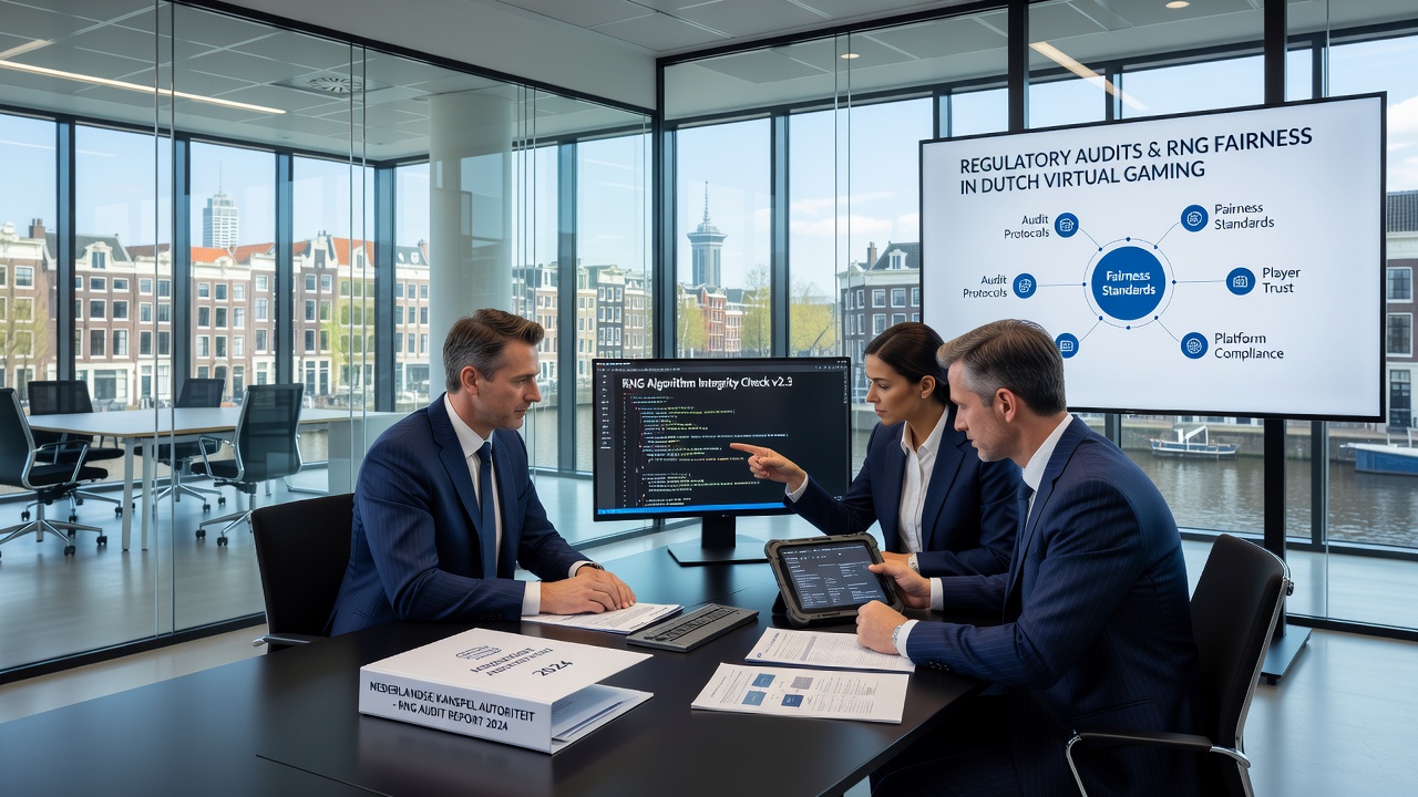 Inspectie van RNG-fairness standaarden tijdens een audit bij een Nederlands virtueel casino platform