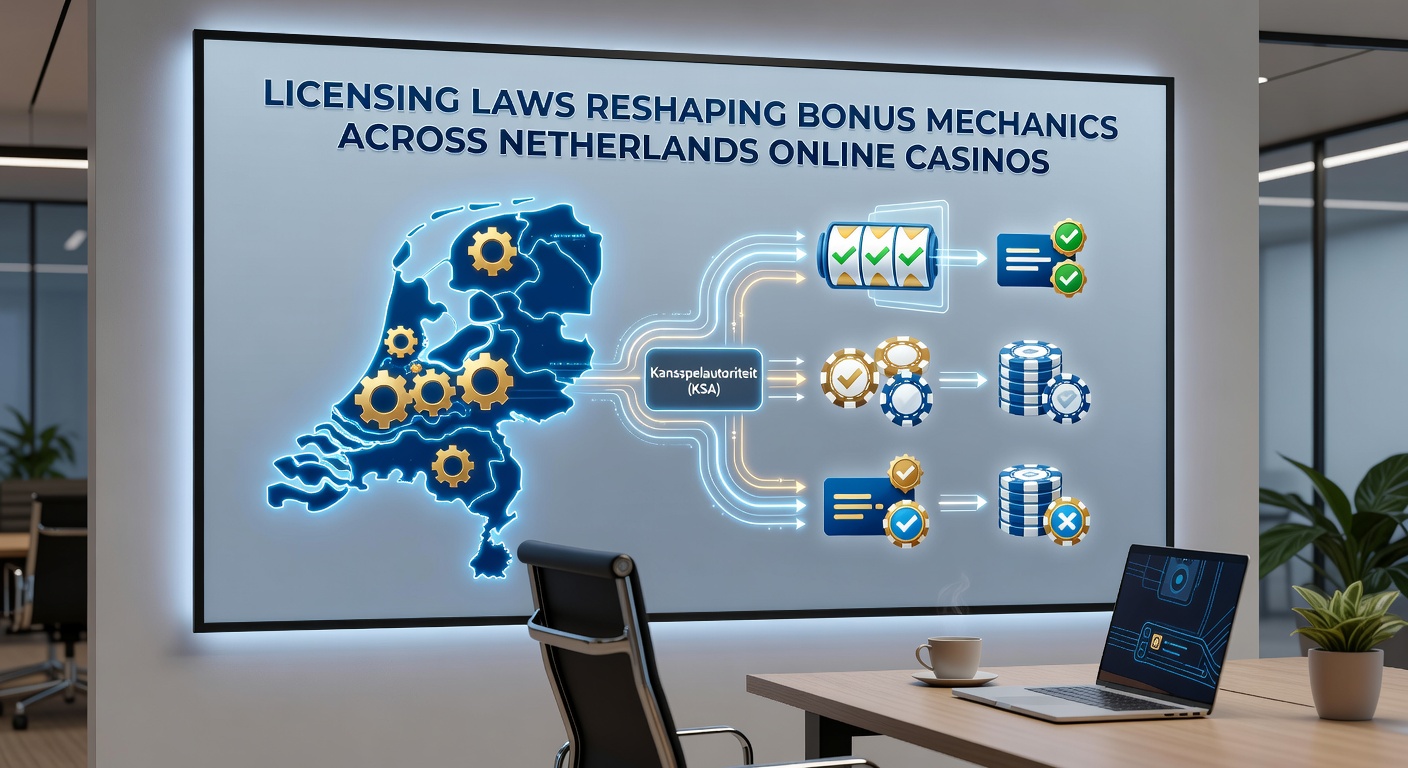 Diagram van bonusaanpassingen met pijlen die licentie-eisen naar speleropties verbinden
