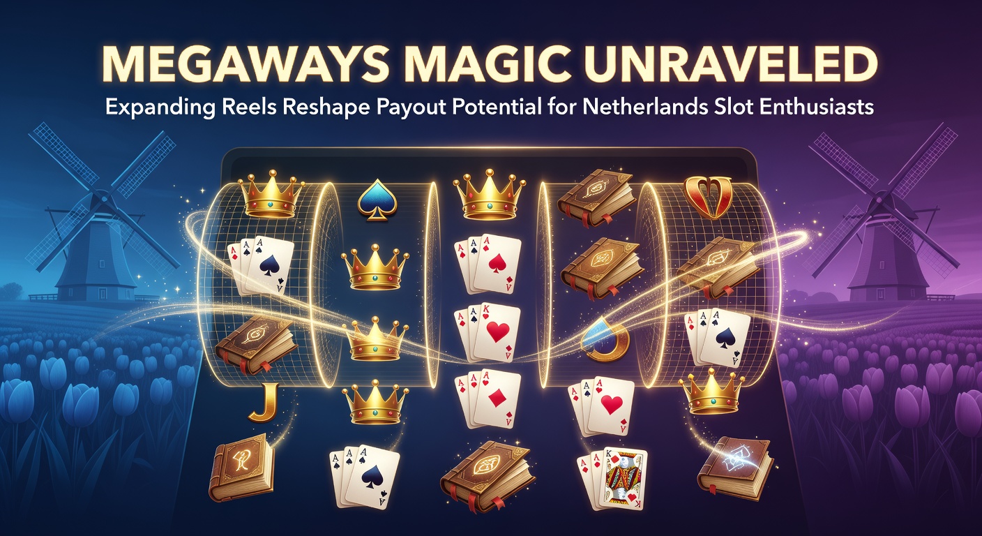 Een Nederlandse speler viert een grote win op een Megaways slot met uitbreidende rollen, confetti en multipliers op het scherm