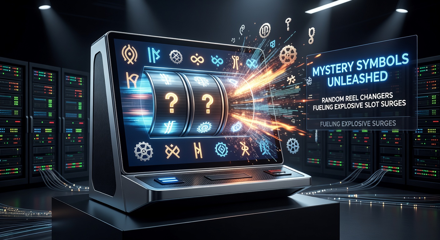 Dynamische close-up van mystery symbols die rollen vullen met gouden munten en multipliers, illustrerend een jackpot-achtige uitbetaling in actie