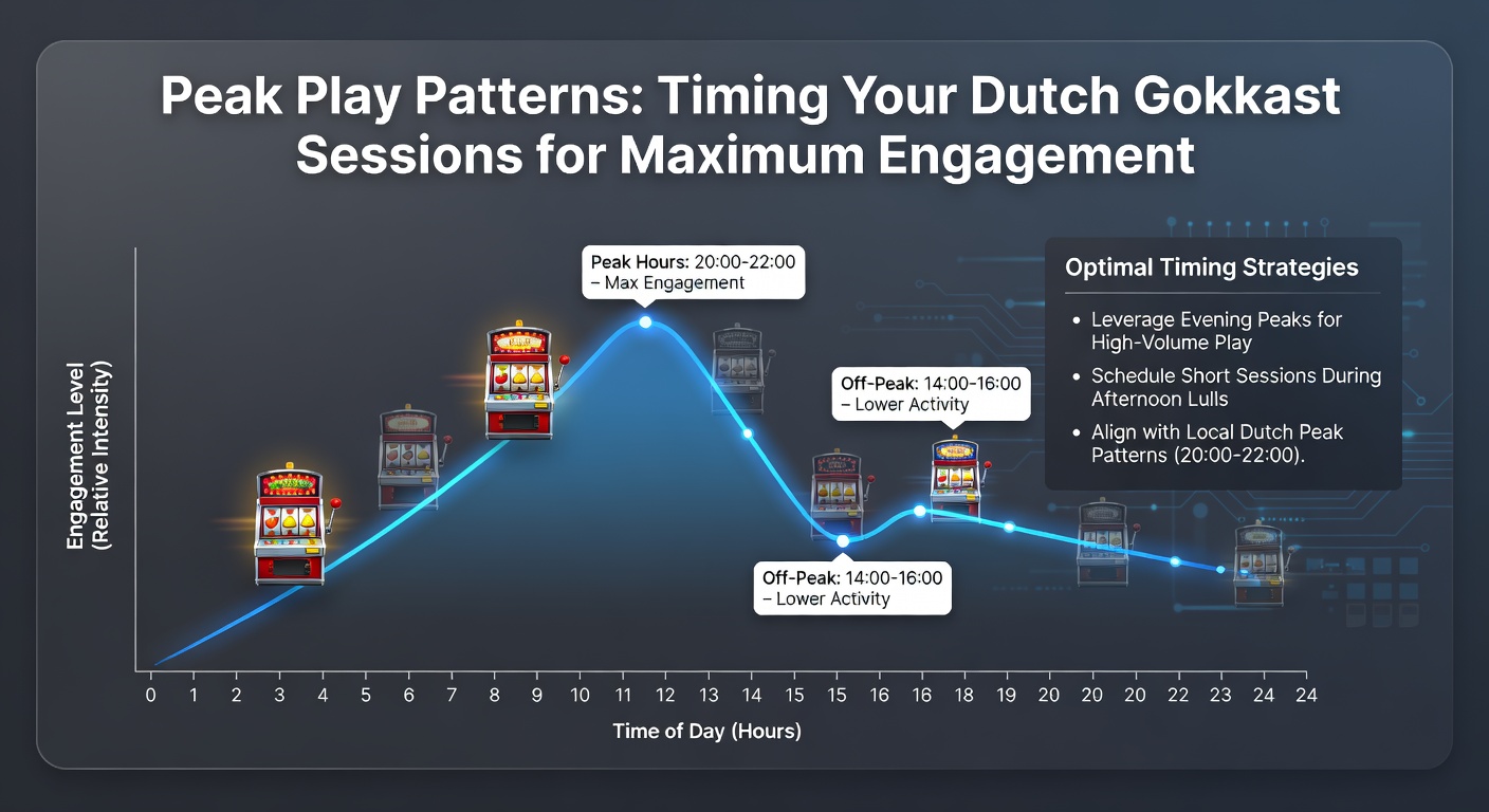 Grafiek met dagelijkse piekuren voor gokkast-spelers in Nederland, tonen pieken in de avonduren