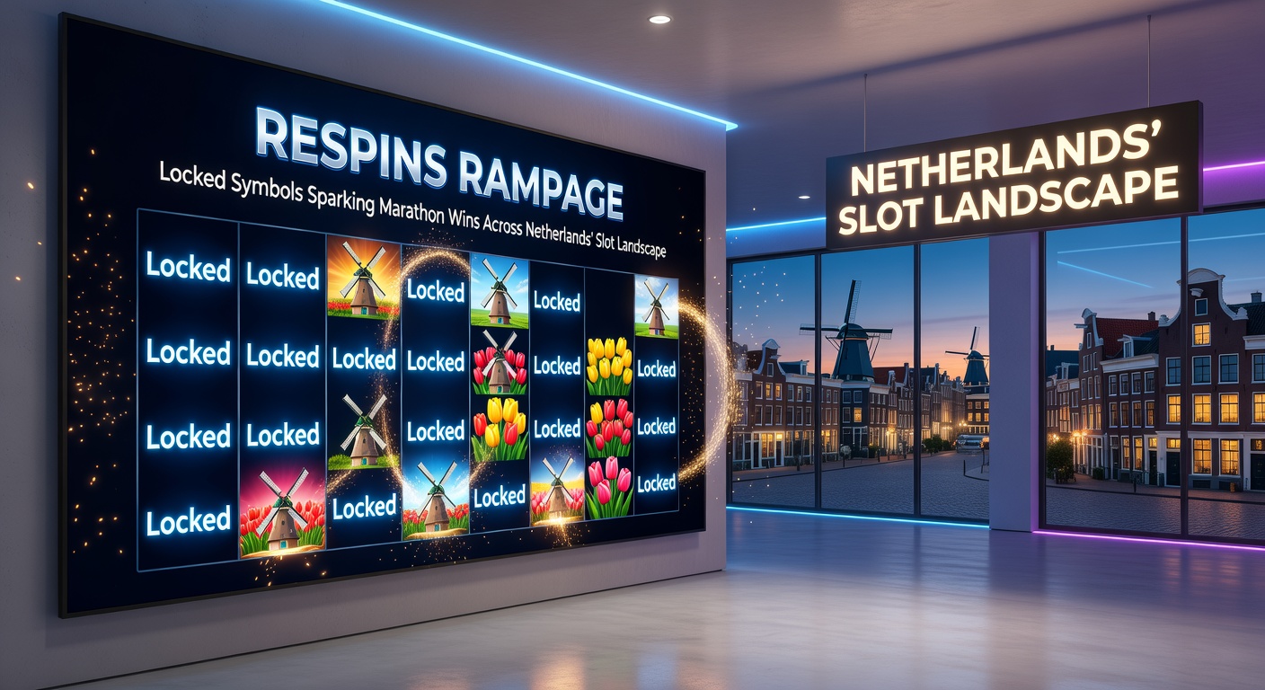 Dynamische close-up van een gokkast respins-ronde met vastgehaakte wilds en exploderende winlijnen op een populair Nederlands casino scherm, met tellers die multipliers tonen