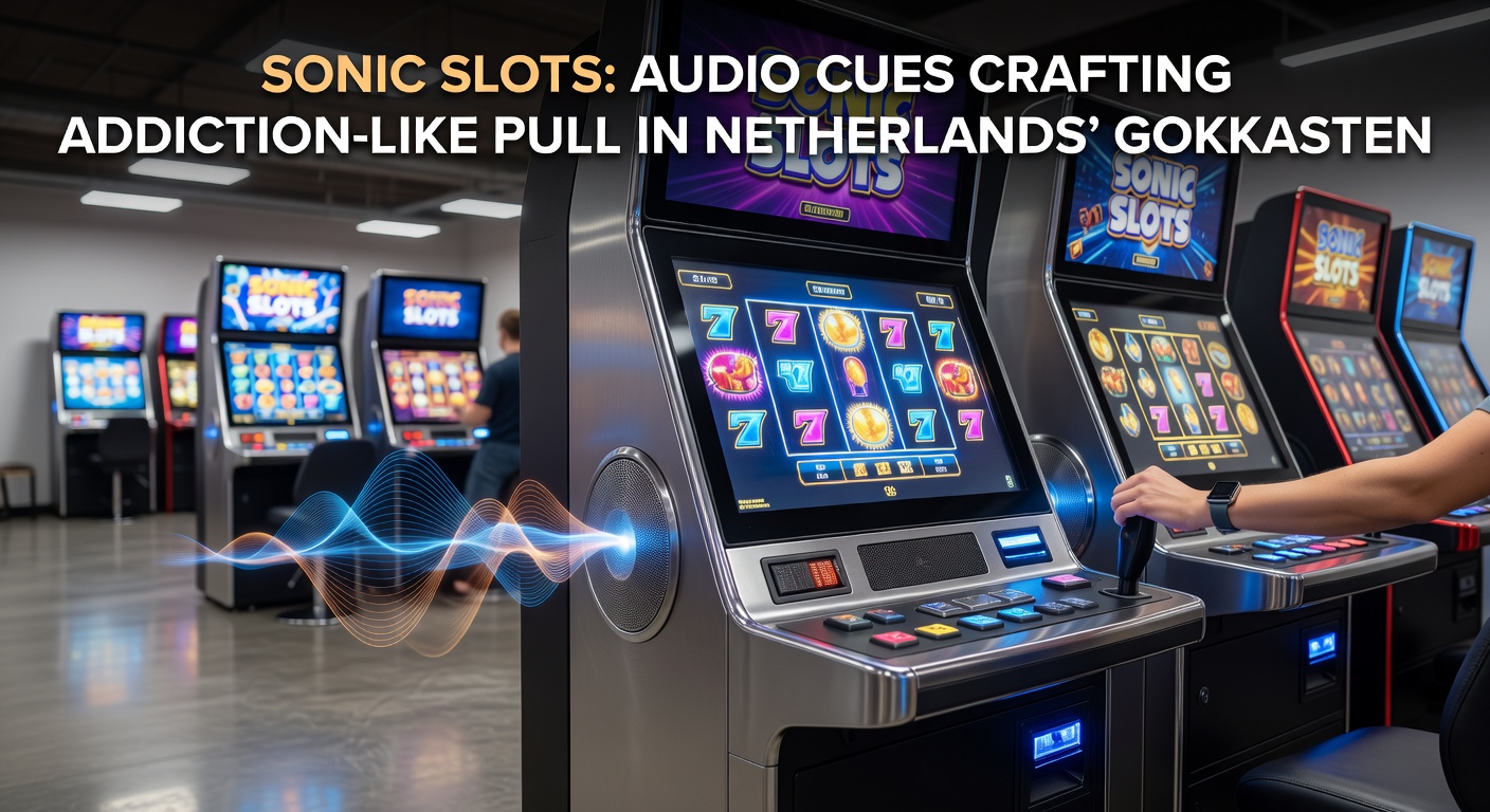 Gokkast met pulserende geluidsgolven en enthousiaste spelers in een Nederlands online casino-omgeving